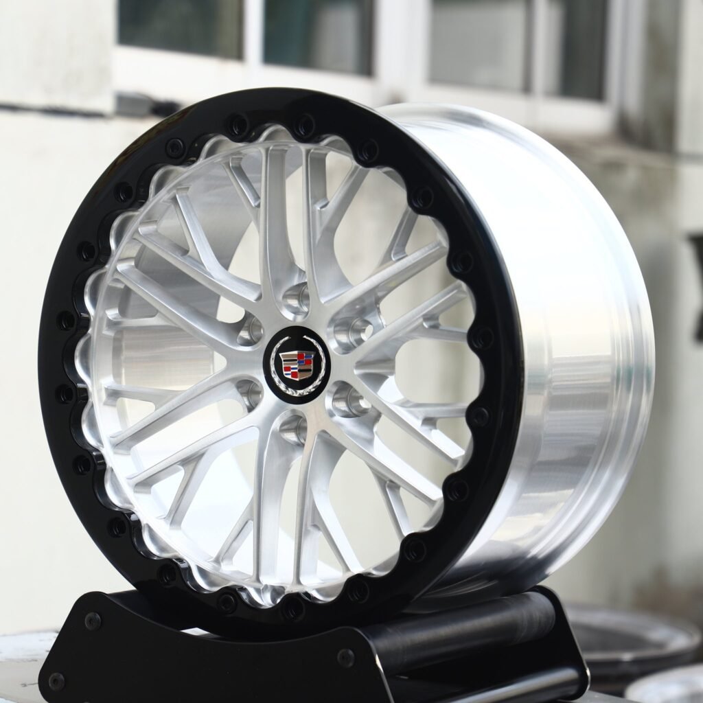 Cadillac Style Silver Custom Beadlock Forged Wheels - Cadillac Escalade / Chevrolet Silverado Fitment (6-Lug) view 2