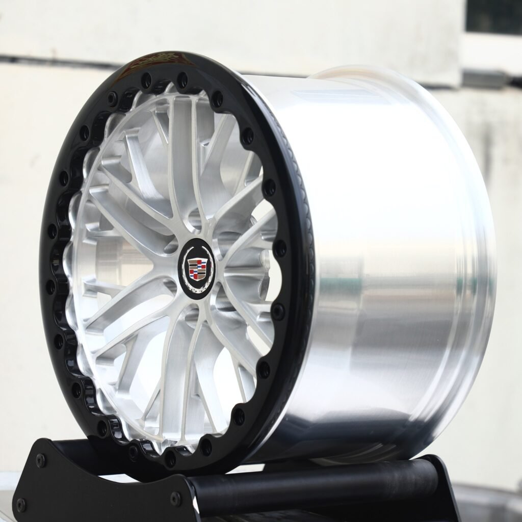 Cadillac Style Silver Custom Beadlock Forged Wheels - Cadillac Escalade / Chevrolet Silverado Fitment (6-Lug) view 3