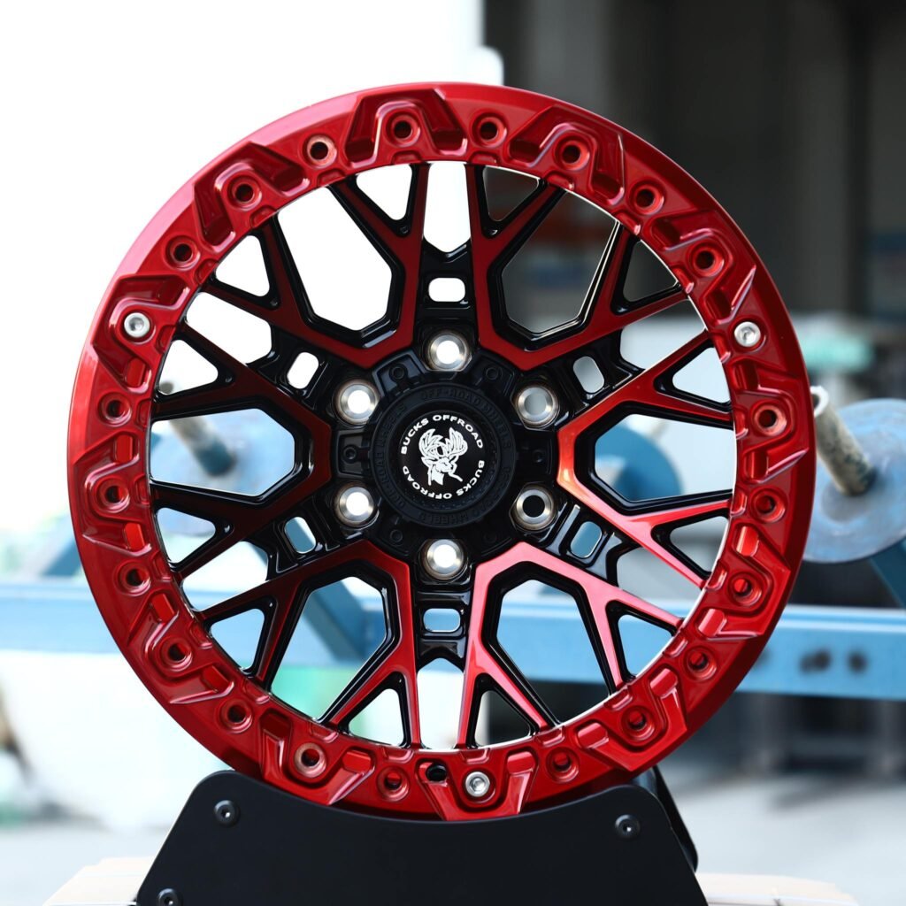 Toyota 4Runner wheels – Candy Transparent Red, front view