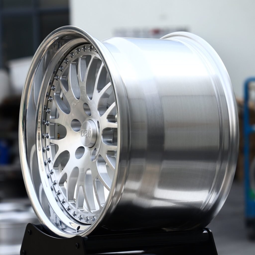 5x112 wheels – Brushed Silver Mesh Deep Dish 2-Piece (CCW-Style), side view
