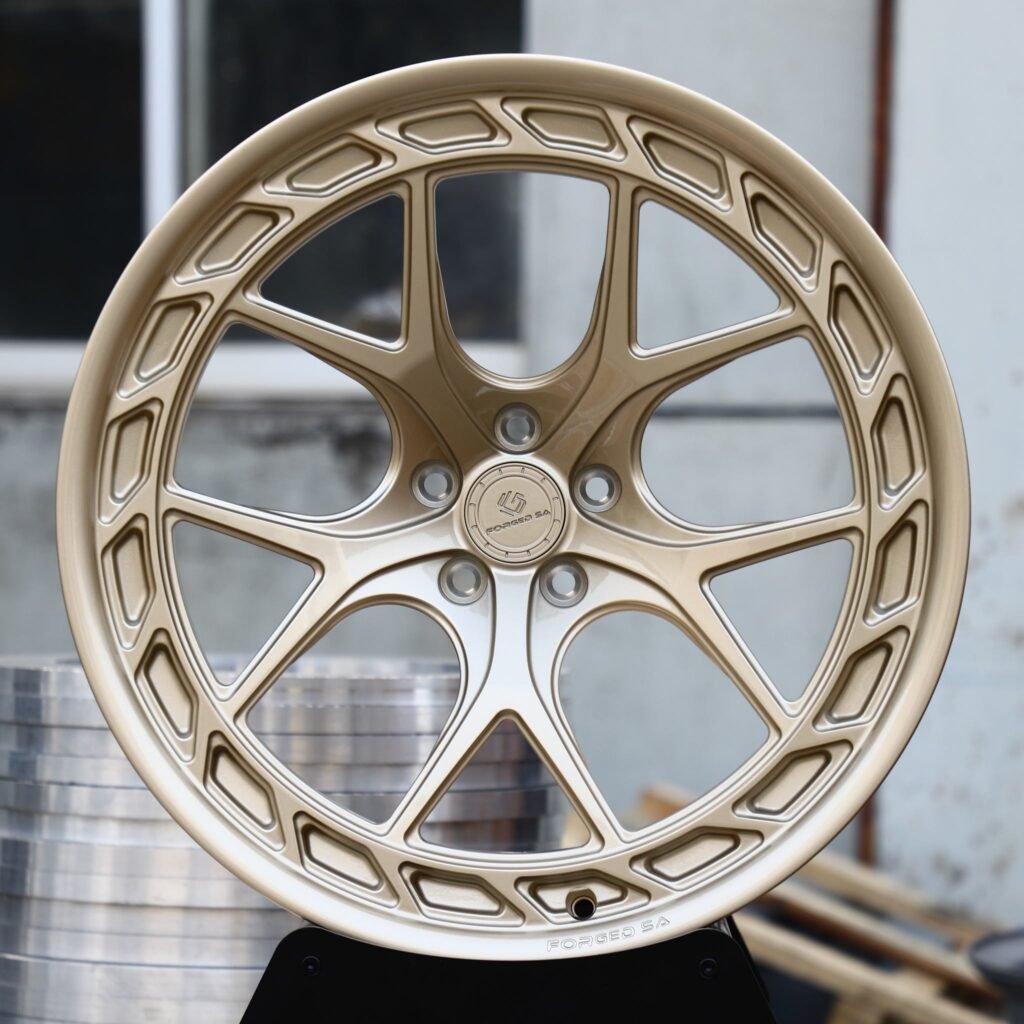 Porsche 911 wheels – Champagne Gold Directional 5 Y-Spoke, front view
