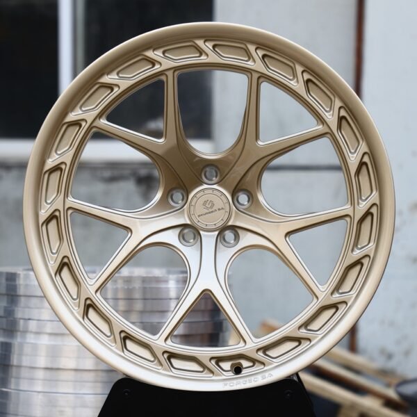 Porsche 911 wheels – Champagne Gold Directional 5 Y-Spoke, front view
