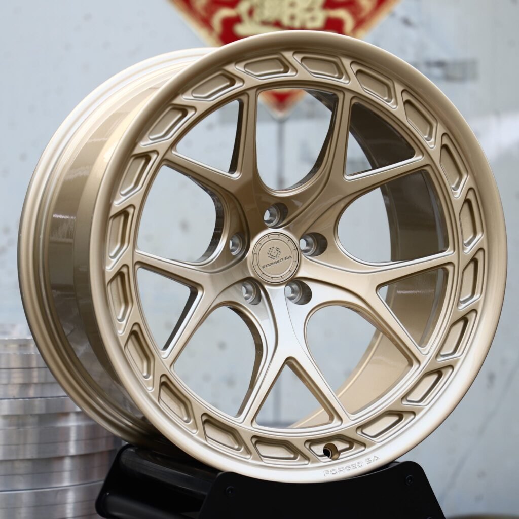 BMW M3 wheels – Champagne Gold Directional 5 Y-Spoke, angled view
