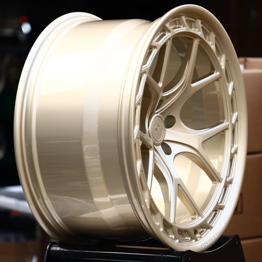 5x130 wheels – Champagne Gold Directional 5 Y-Spoke, side view