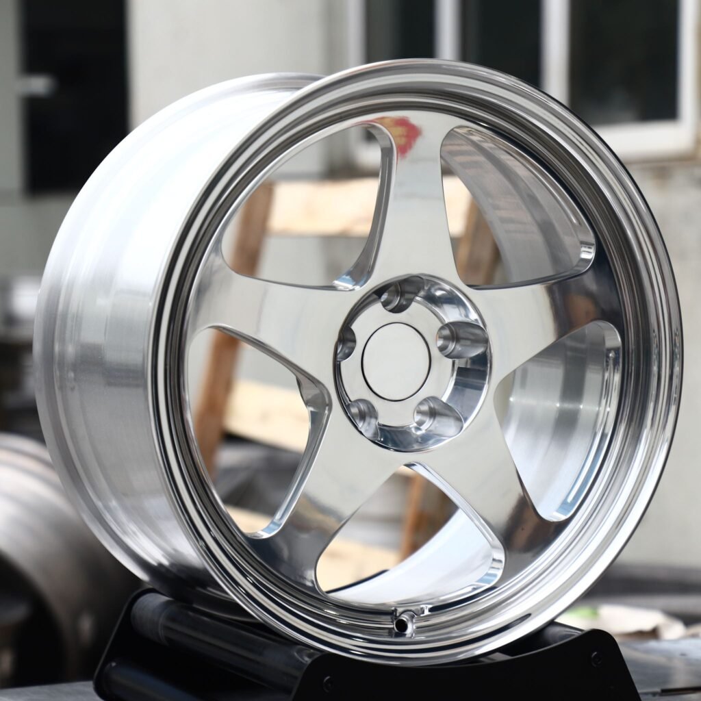 5x120.65 wheels – Polished 5-Spoke Deep Lip, side view