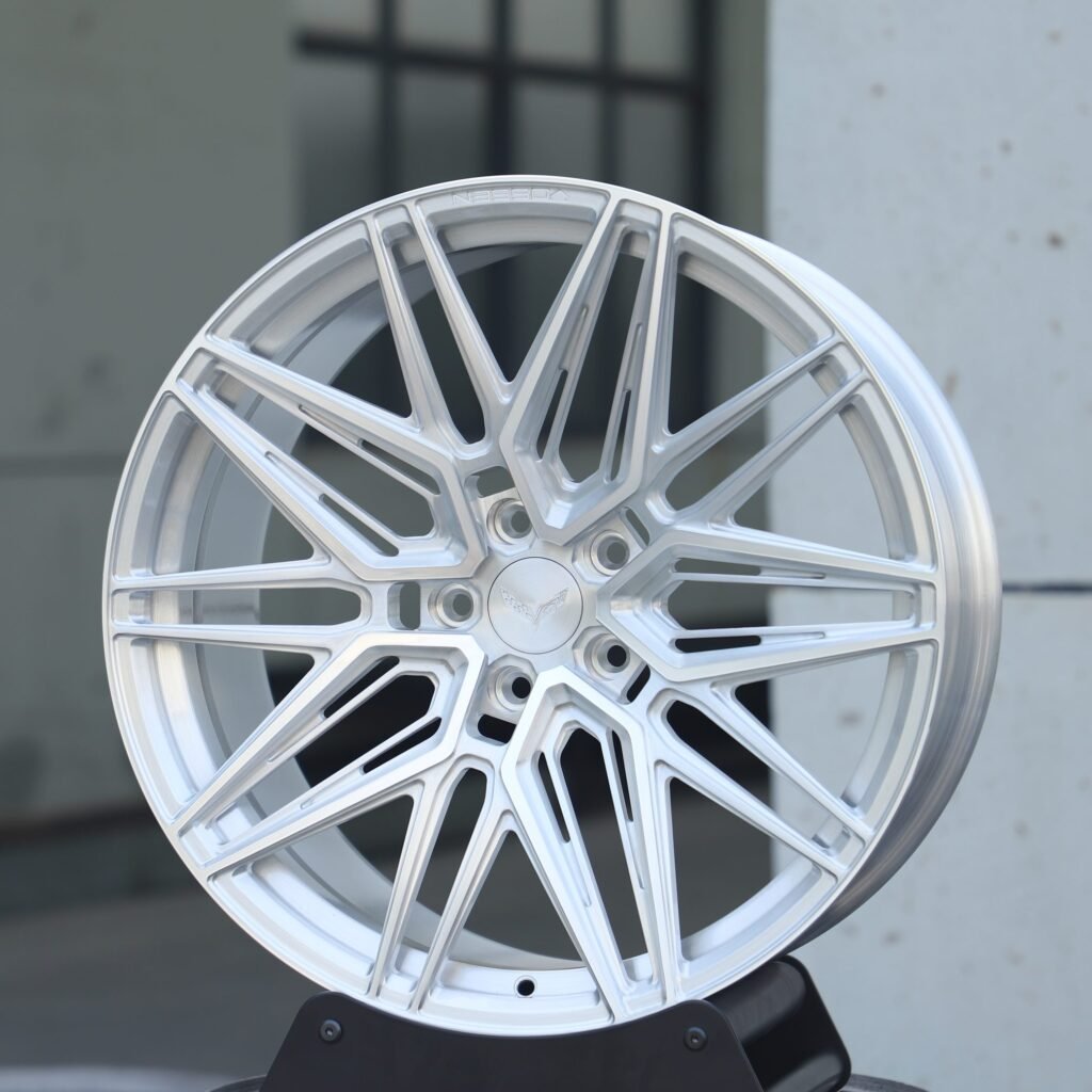 Chevrolet Corvette Style Brushed Silver 10 Y-Spoke Machined Face Forged Wheels - Chevrolet Corvette / Cadillac CT5 Fitment (5-Lug) view 2