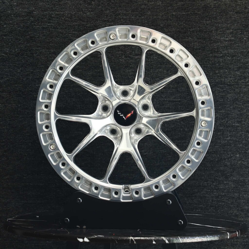 Chevrolet Corvette Style Polished Silver 5 Y-Spoke Racing Beadlock Forged Wheels - Chevrolet Corvette / Ford Mustang Fitment (5-Lug) Racing forged wheel