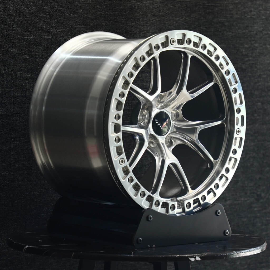 Chevrolet Corvette Style Polished Silver 5 Y-Spoke Racing Beadlock Forged Wheels - Chevrolet Corvette / Ford Mustang Fitment (5-Lug) view 2
