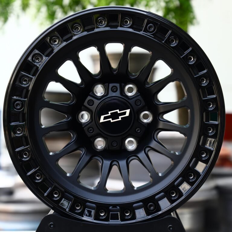 Chevrolet Silverado HD wheels – Matte Black Multi-Spoke Beadlock (Chevrolet OEM-Style), front view