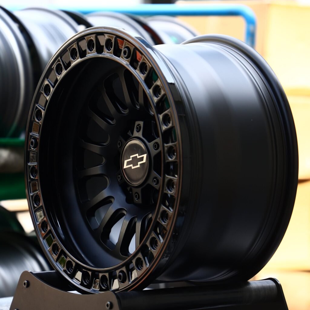 8x180 wheels – Matte Black Multi-Spoke Beadlock (Chevrolet OEM-Style), side view