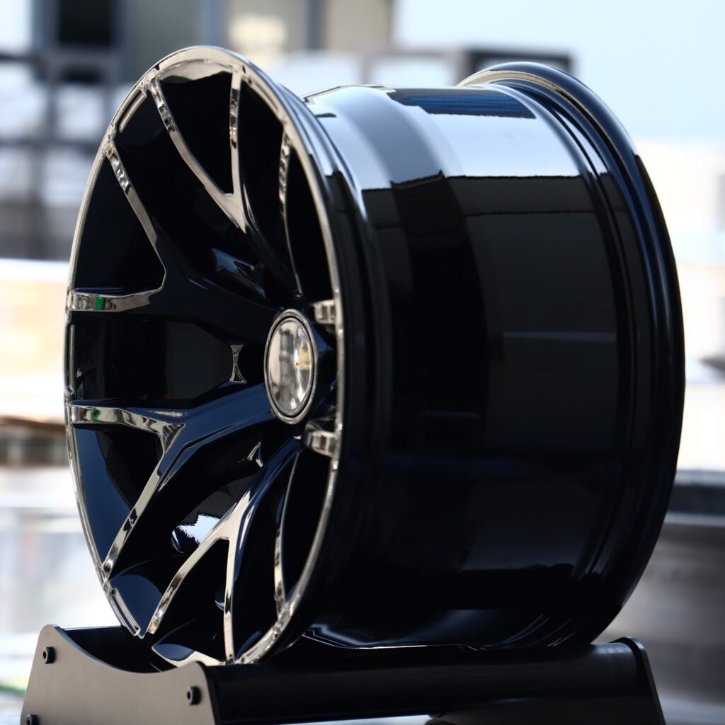 6x139.7 wheels – Gloss Black Machined Multi-Spoke, side view