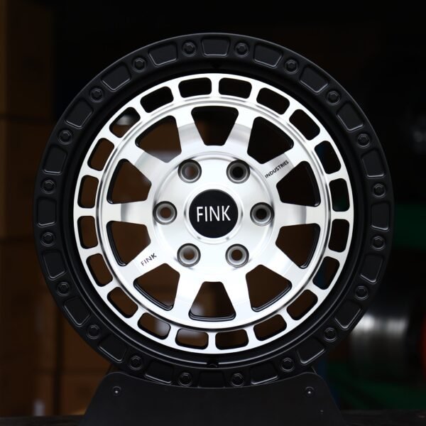 Chevrolet Silverado 1500 wheels – Black / White Slotted, front view