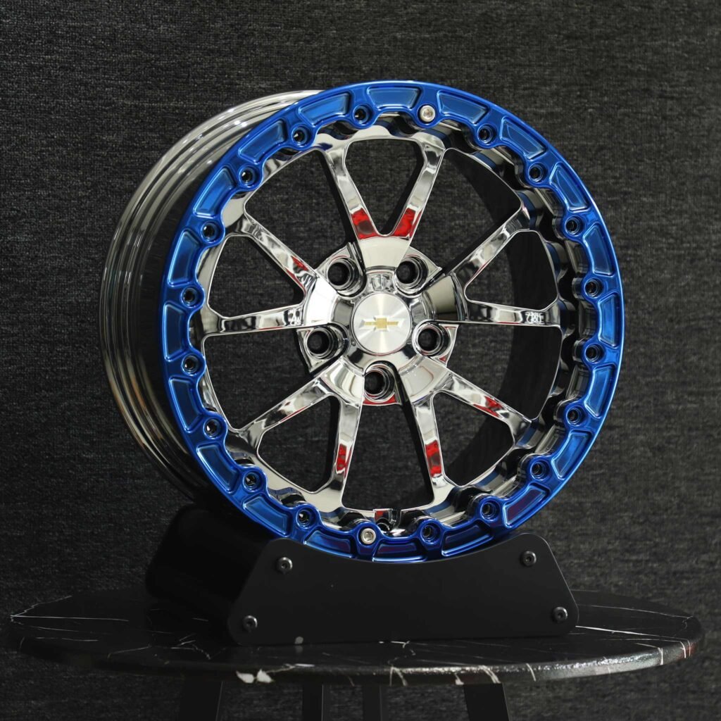 Chevrolet Tahoe wheels – Chrome 5 V-Spoke Beadlock (Chevrolet OEM-Style), angled view