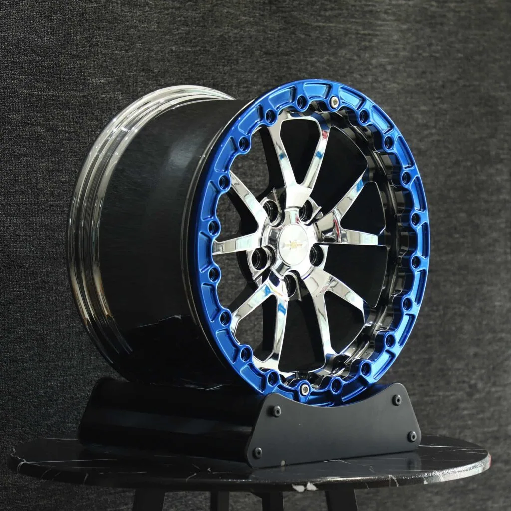6x139.7 wheels – Chrome 5 V-Spoke Beadlock (Chevrolet OEM-Style), side view
