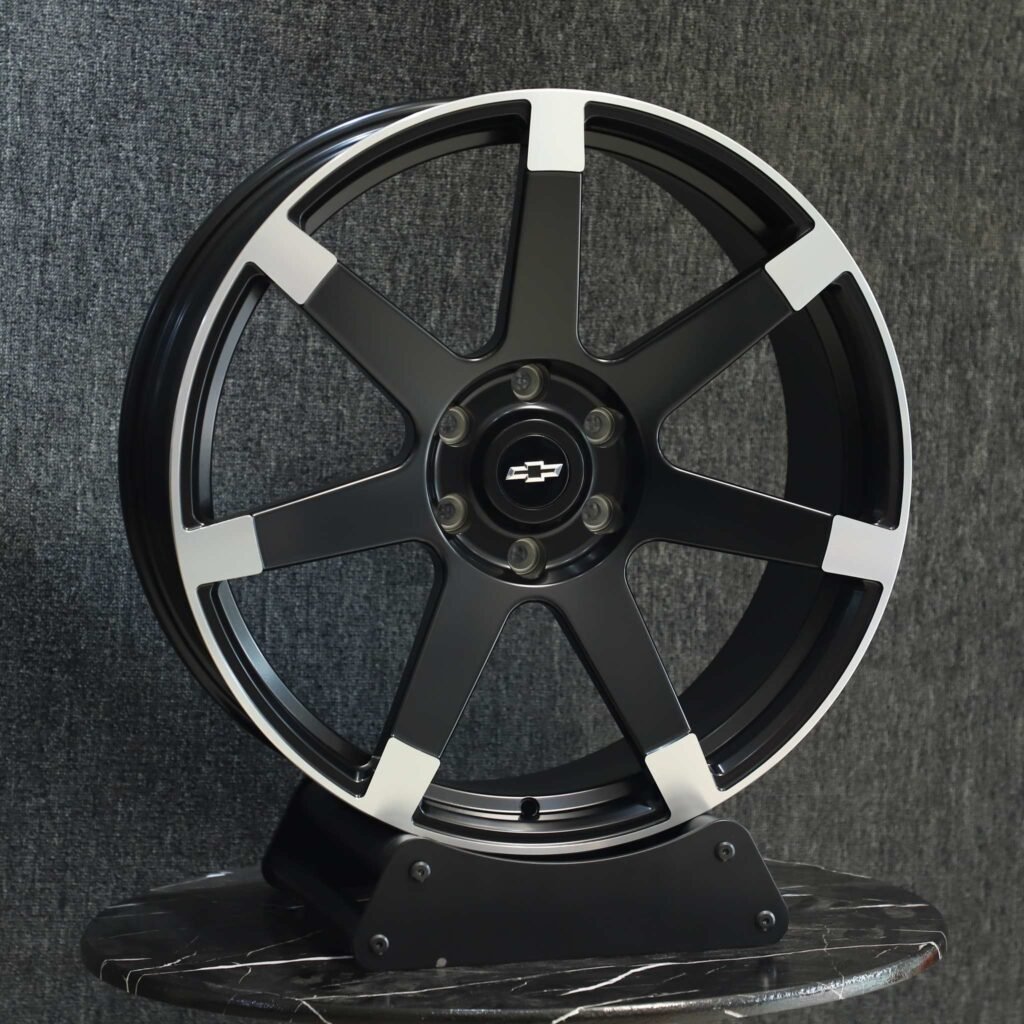 GMC Sierra wheels – Custom Finish 7-Spoke Machined Face, angled view