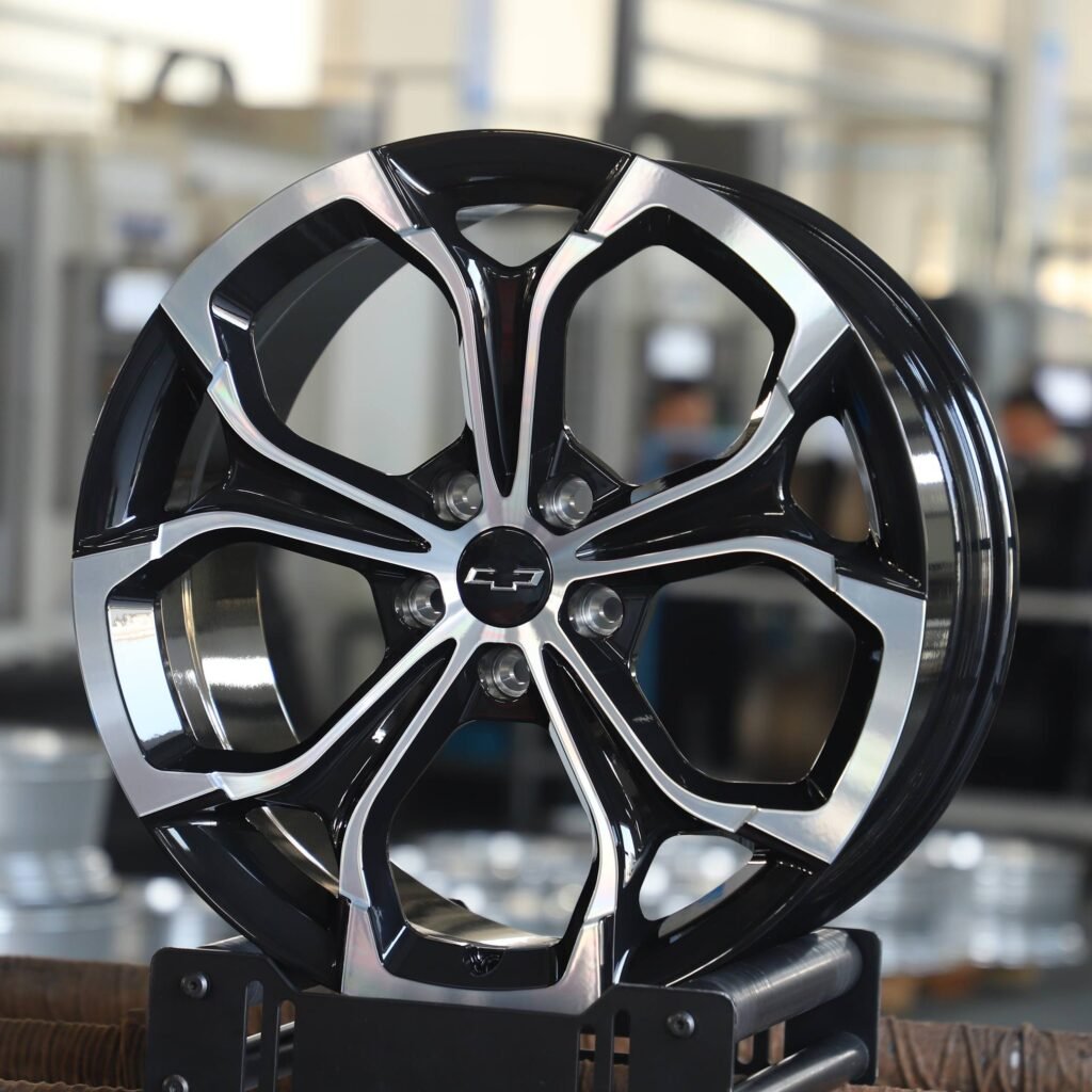 Chevrolet Corvette wheels – Gloss Black 5-Spoke Machined Face, front view