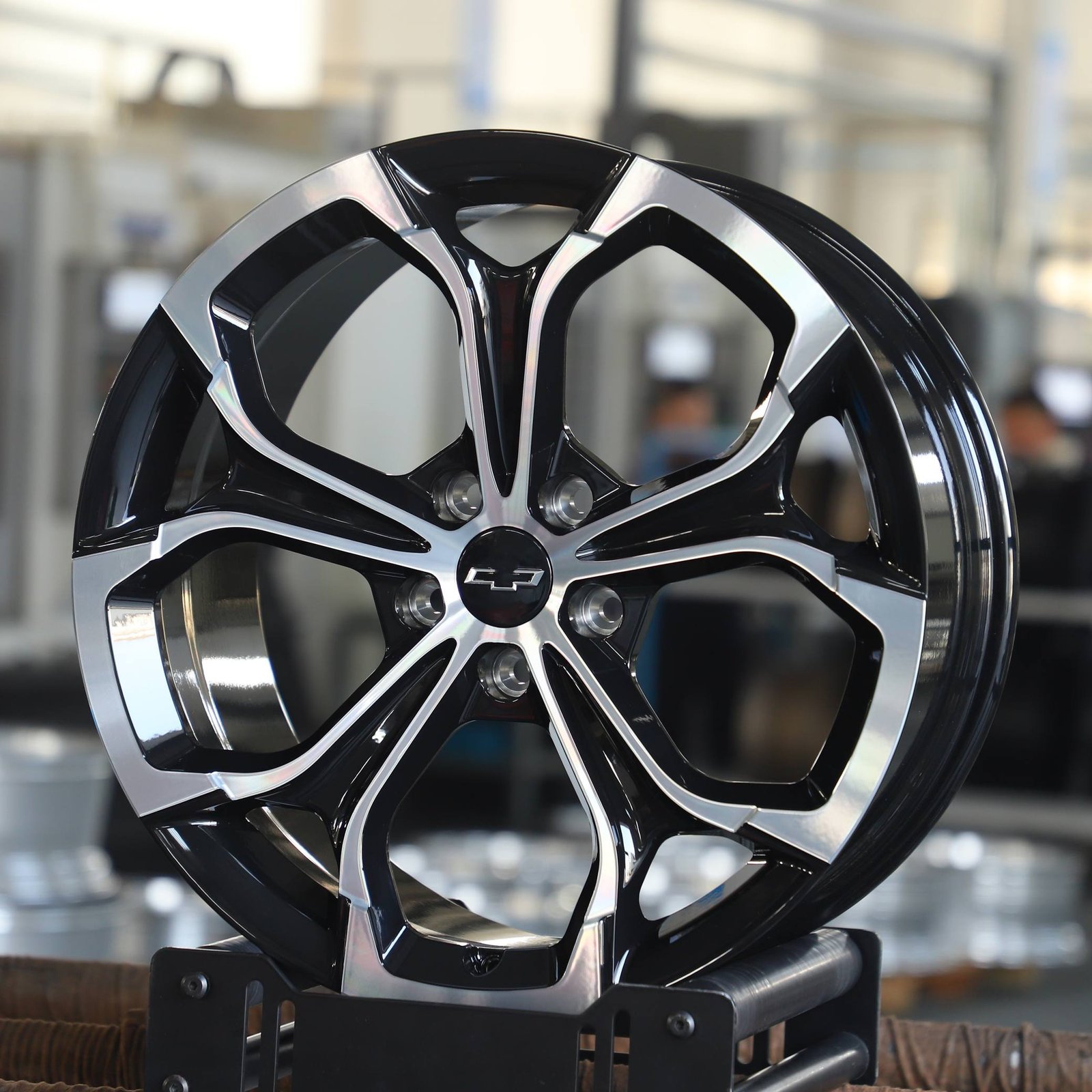 Chevrolet Corvette wheels – Gloss Black 5-Spoke Machined Face, front view