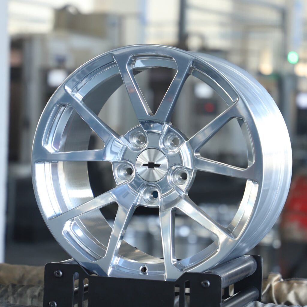 Chevrolet Camaro wheels – Polished Silver 5 V-Spoke, angled view
