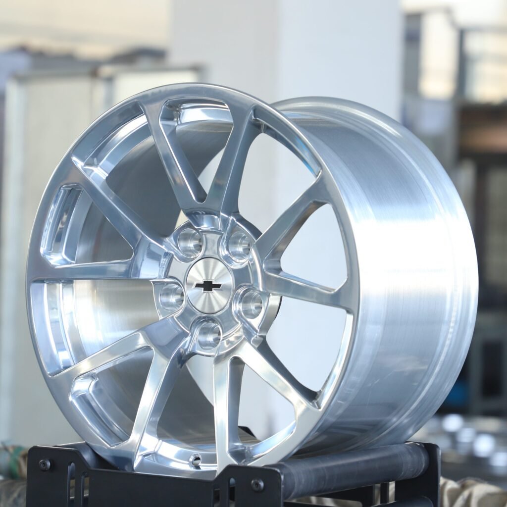 5x120.65 wheels – Polished Silver 5 V-Spoke, side view
