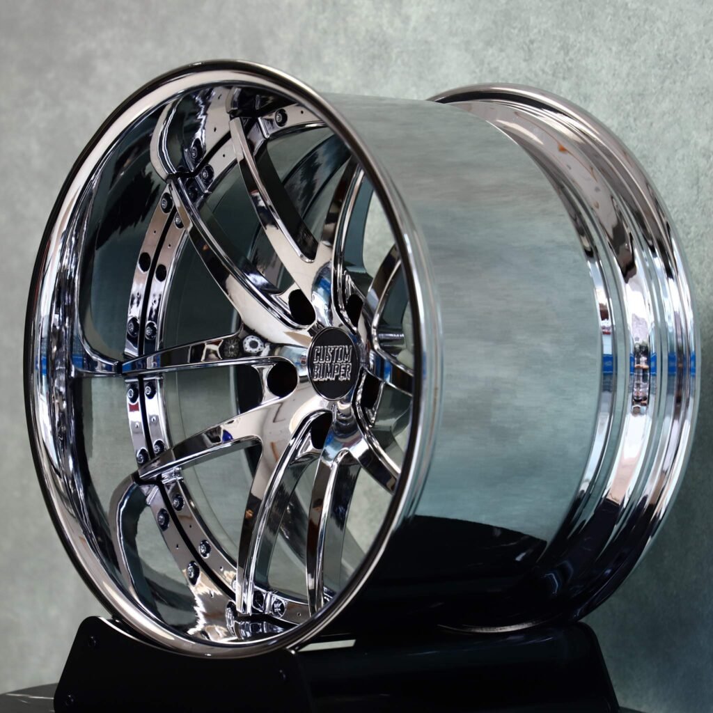 5x112 wheels – Chrome 10-Spoke Deep Dish 2-Piece, side view