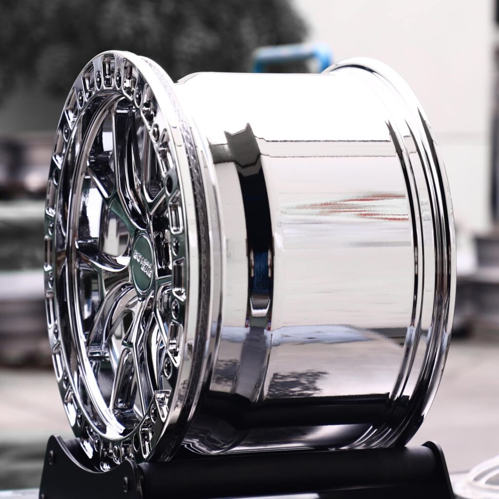 5x120 wheels – Chrome 10-Spoke Mesh, side view