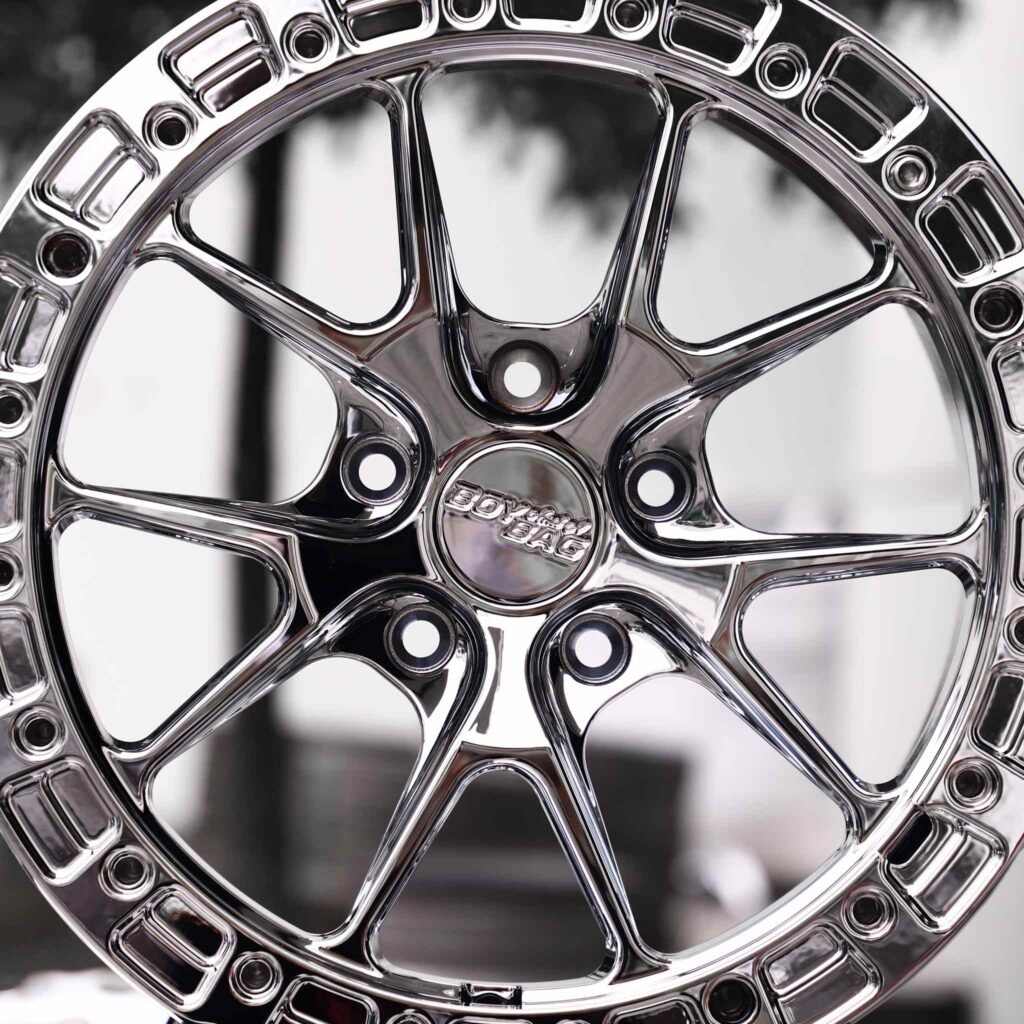 Audi A4 B9 wheels – Chrome 10-Spoke Mesh, lip and barrel detail