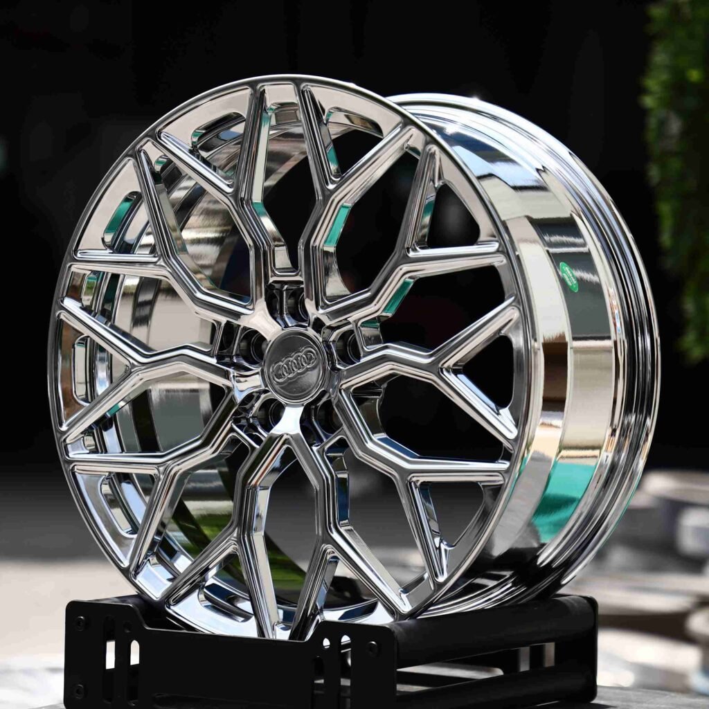 Audi A6 wheels – Chrome 10 Y-Spoke, angled view