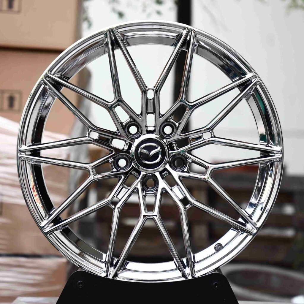 Chrome 10 Y-Spoke Forged Wheels - Mazda MX-5 / Mazda 3 Fitment (5-Lug) Monoblock forged wheel