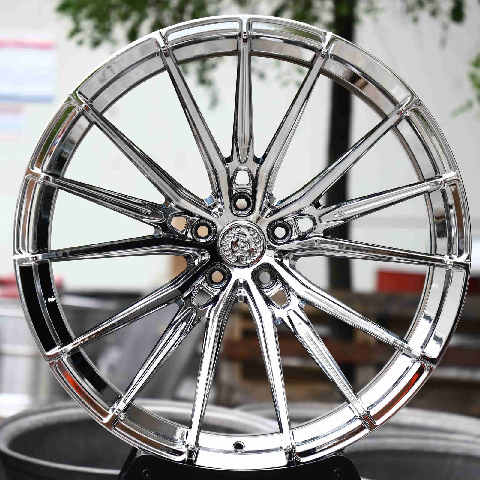 Porsche 911 wheels – Chrome 5 W-Spoke, front view