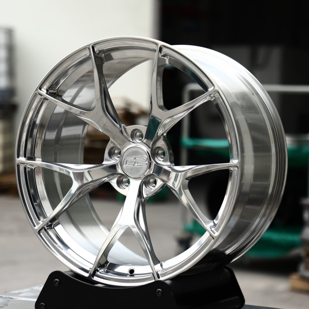Lamborghini Aventador wheels – Chrome 5 Y-Spoke, angled view