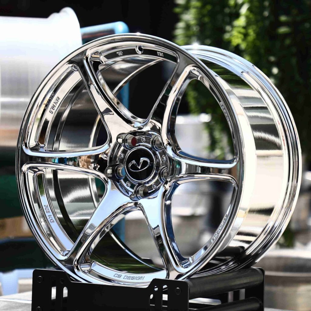 Infiniti Q60 wheels – Chrome 6-Spoke, angled view