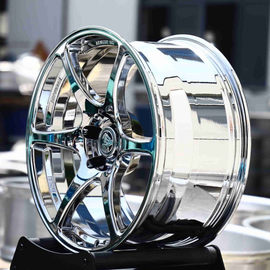 5x100 wheels – Chrome 6-Spoke, side view