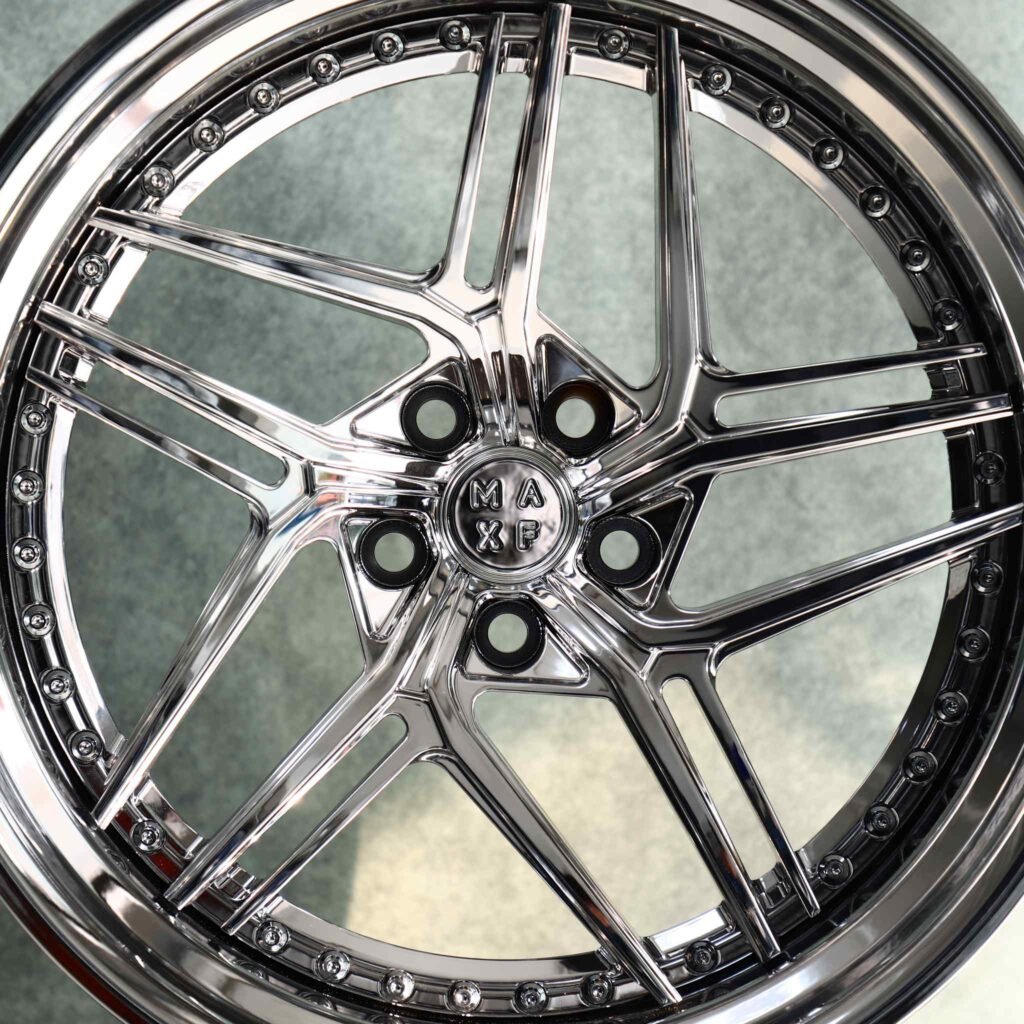 5x112 wheels – Chrome 7 Split-Spoke Deep Dish 2-Piece, side view