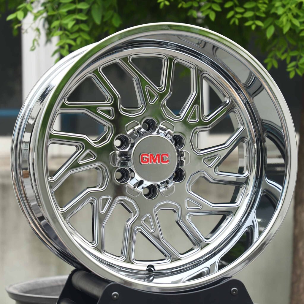 GMC Yukon wheels – Chrome H-Type Spoke (GMC OEM-Style), angled view