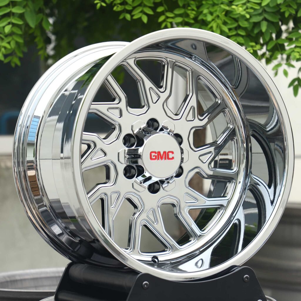 6x139.7 wheels – Chrome H-Type Spoke (GMC OEM-Style), side view