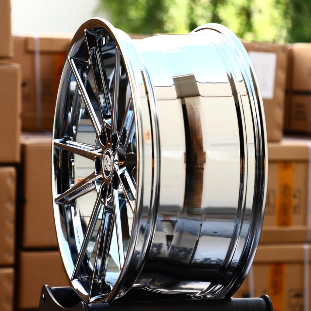BMW M3 wheels – Chrome Silver Custom, angled view