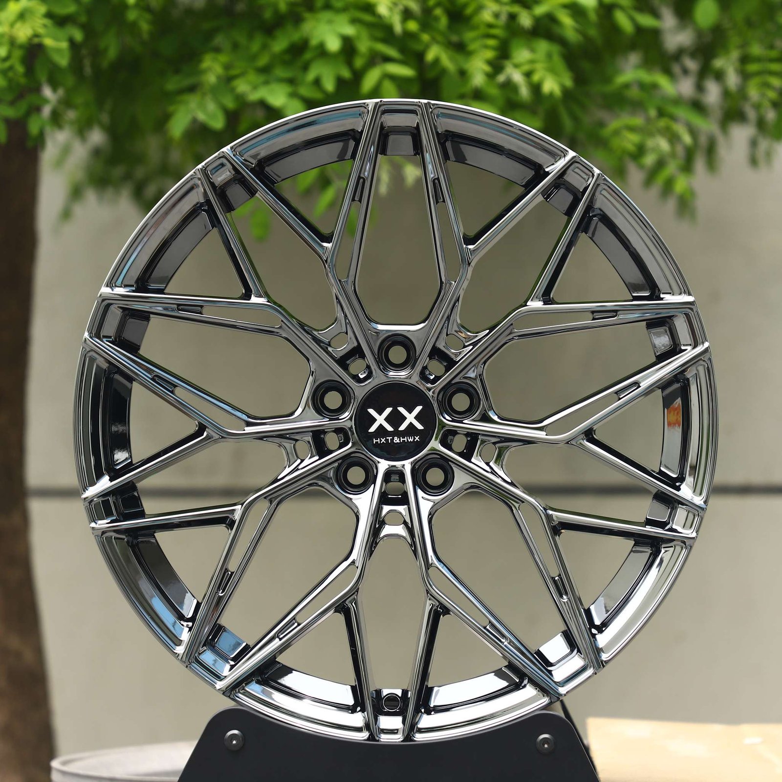 Ferrari 488 wheels – Chrome Silver Multi-Spoke, front view