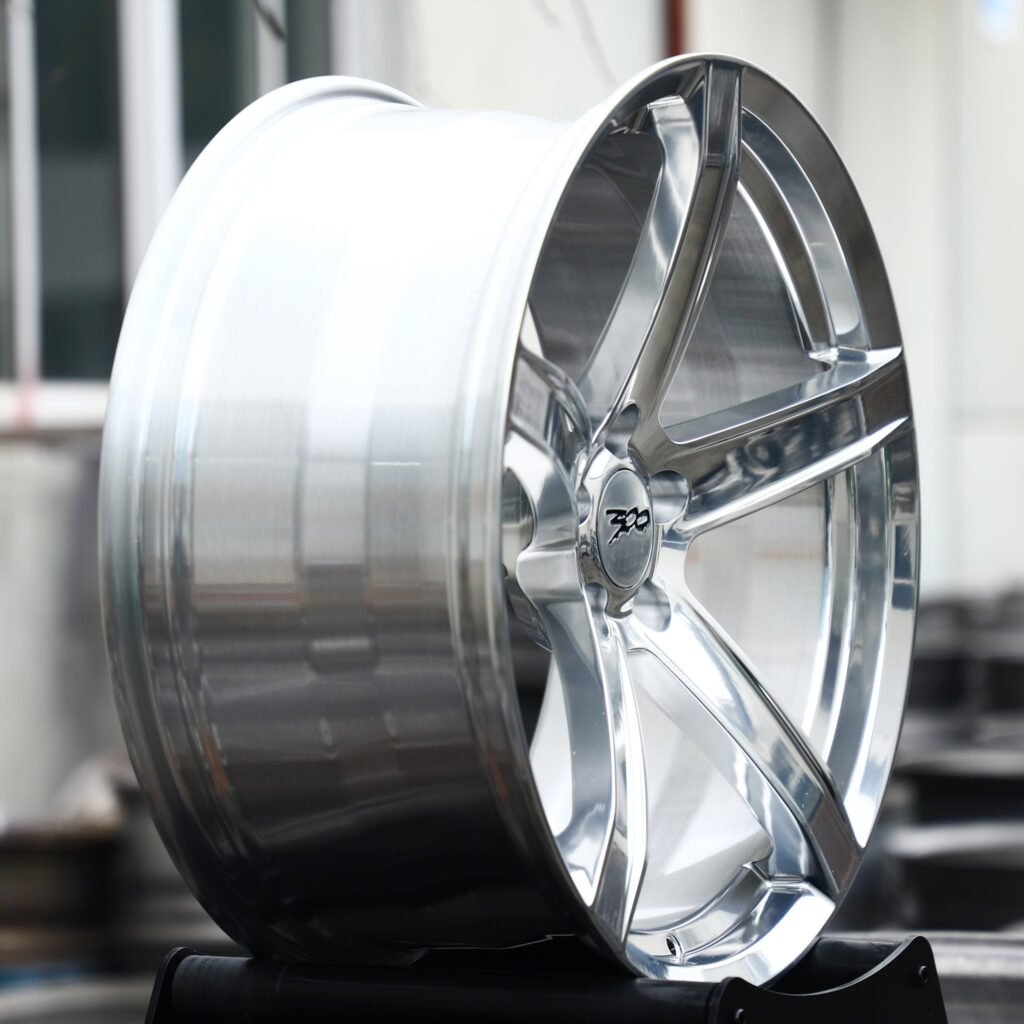 5x115 wheels – Polished 5-Spoke (Chrysler OEM-Style), side view