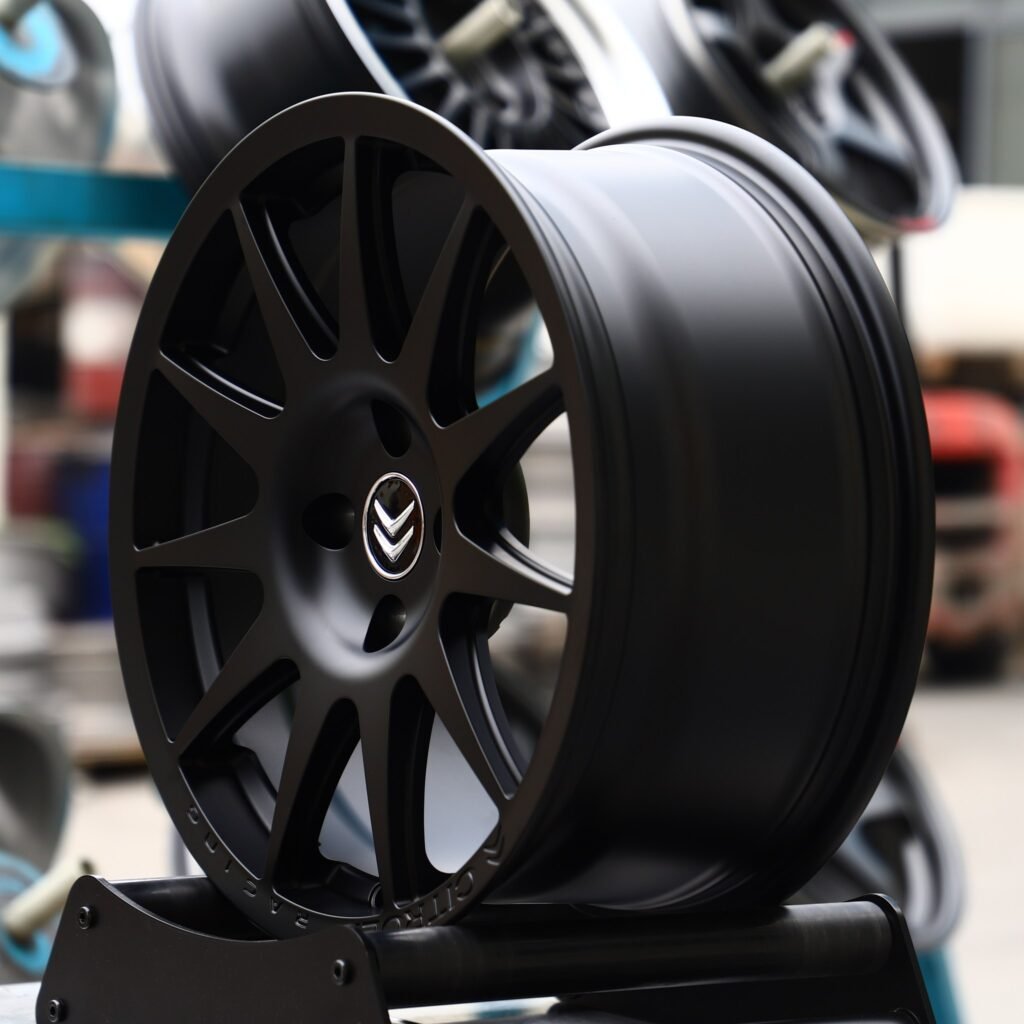 4x108 wheels – Matte Black 10-Spoke (Citroen OEM-Style), side view