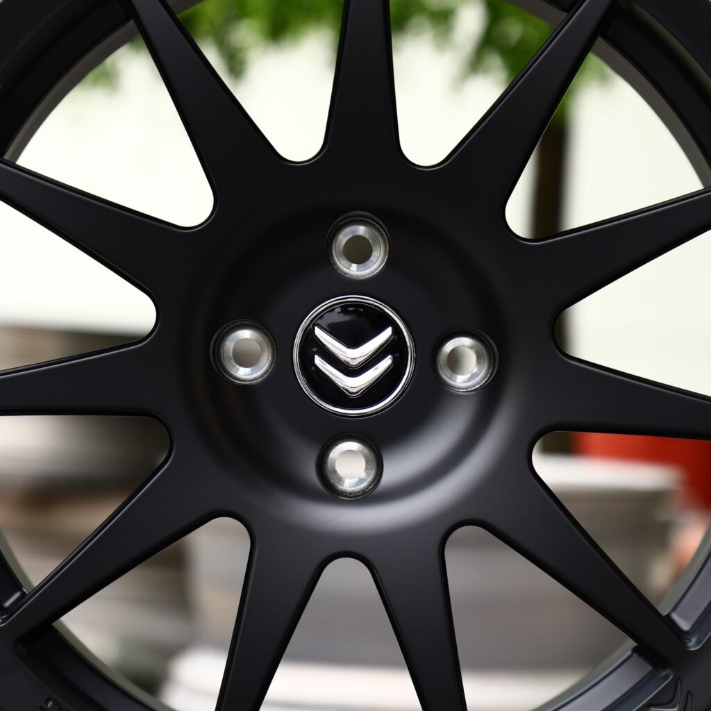 Citroen C3 wheels – Matte Black 10-Spoke (Citroen OEM-Style), lip and barrel detail