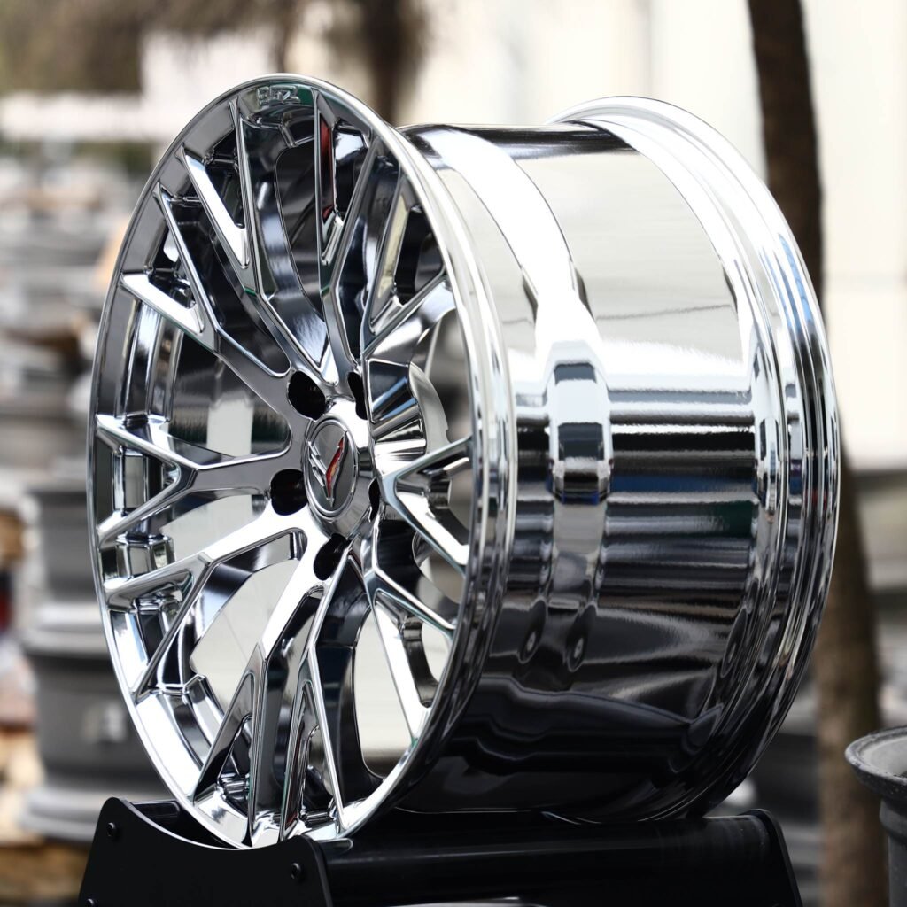 5x120.65 wheels – Chrome 10 Y-Spoke (Corvette OEM-Style), side view