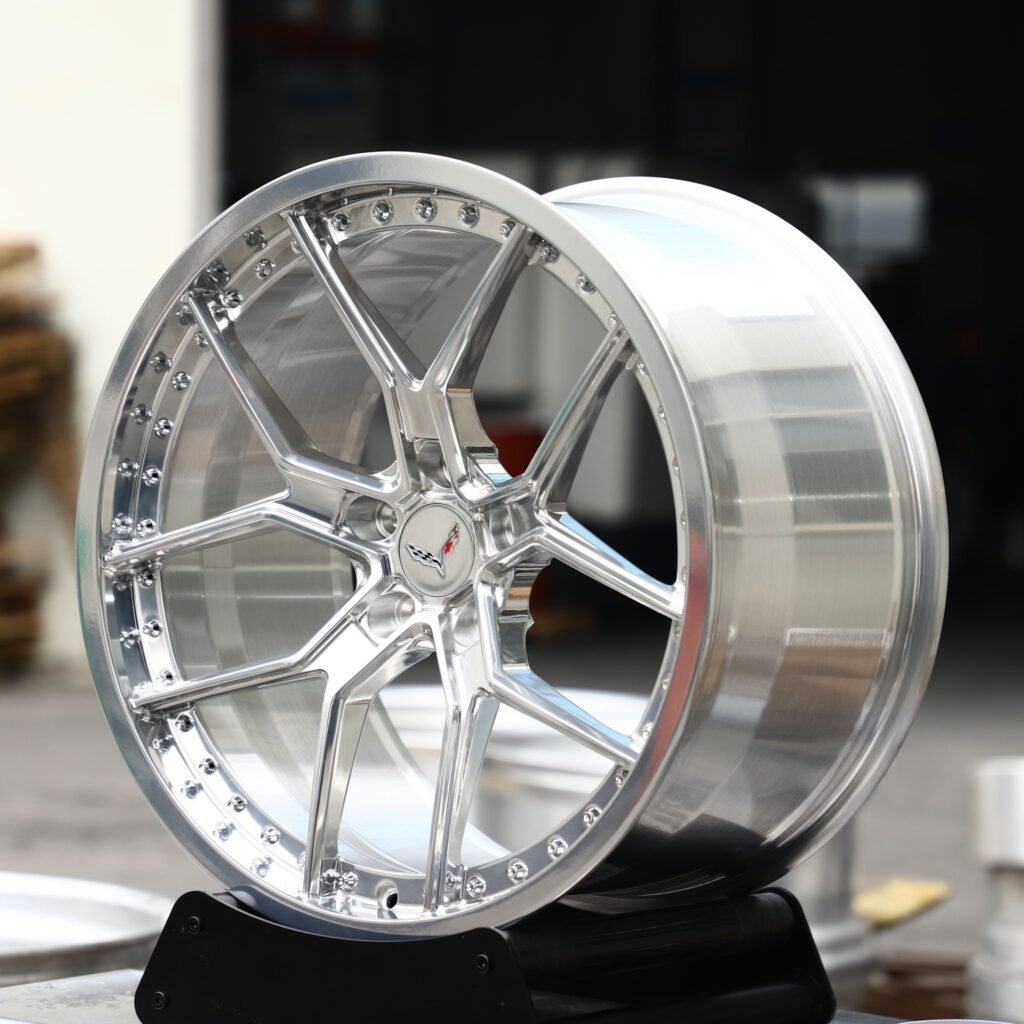 Chevrolet Corvette C6 wheels – Chrome Mesh Riveted 2-Piece (Corvette OEM-Style), angled view
