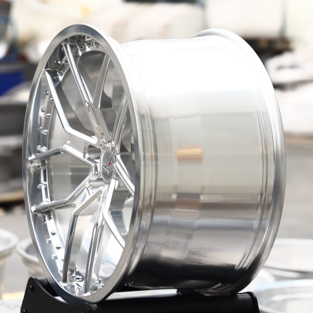 5x120.65 wheels – Chrome Mesh Riveted 2-Piece (Corvette OEM-Style), side view