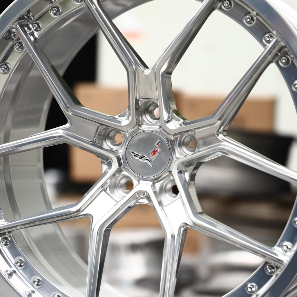 Chevrolet Camaro 4th Gen wheels – Chrome Mesh Riveted 2-Piece (Corvette OEM-Style), lip and barrel detail