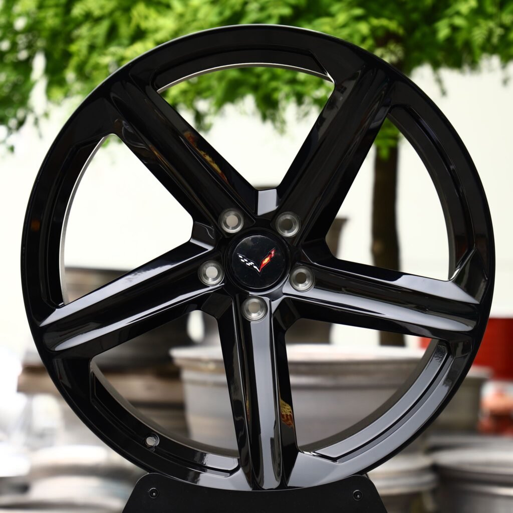 Chevrolet Corvette C7 wheels – Gloss Black 5 Split-Spoke (Corvette OEM-Style), front view