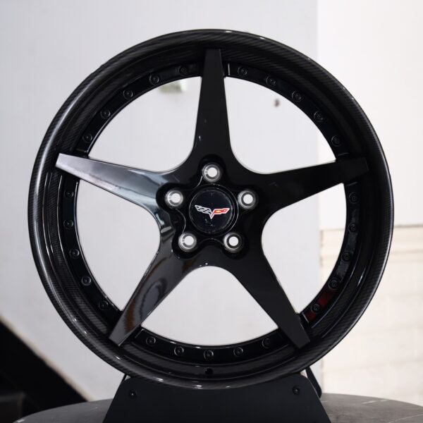 Corvette OEM-Style Gloss Black / Carbon Fiber 5-Spoke 2-Piece Forged Wheels – Chevrolet Corvette / Camaro Fitment (5-Lug) Carbon Fiber forged wheel