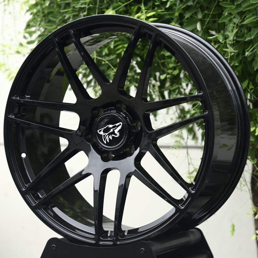 Toyota Tacoma wheels – Gloss Black Mesh Y-Spoke (Coyote-Style), angled view