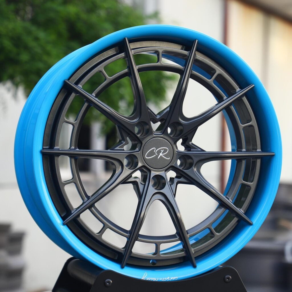 CR Blue / Gloss Black 2-Piece Double Ring Lip Forged Wheels - Audi A6 / BMW 5 Series Fitment (5-Lug) view 2