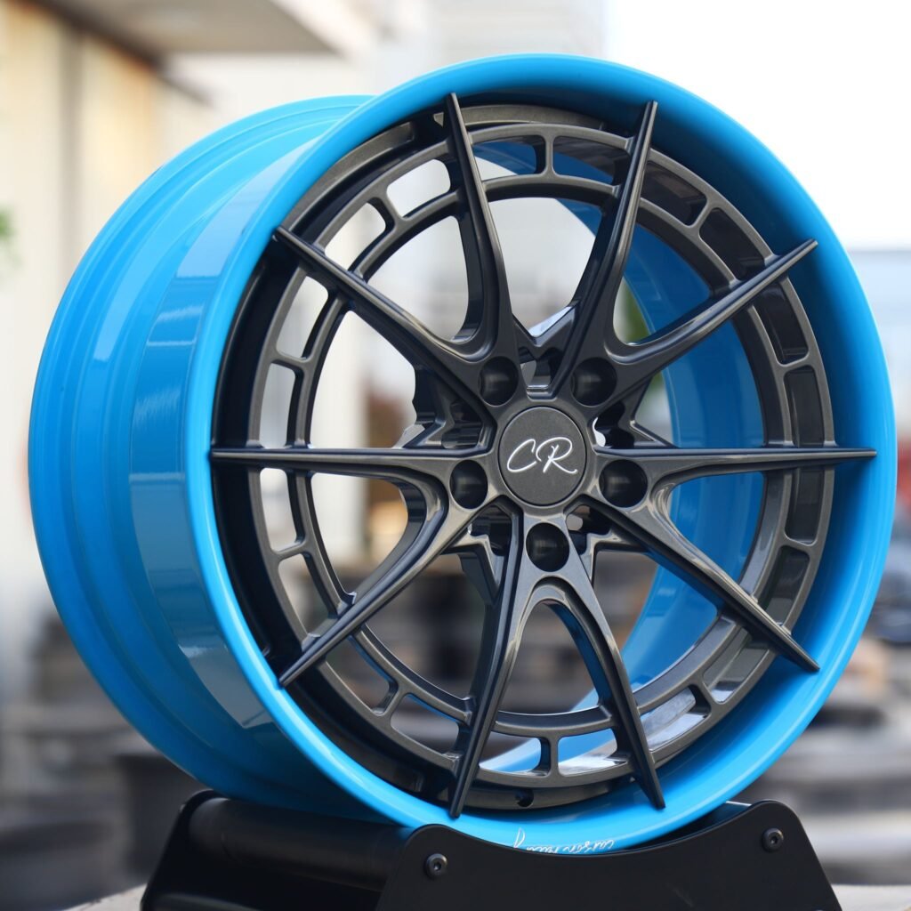 CR Blue / Gloss Black 2-Piece Double Ring Lip Forged Wheels - Audi A6 / BMW 5 Series Fitment (5-Lug) view 3