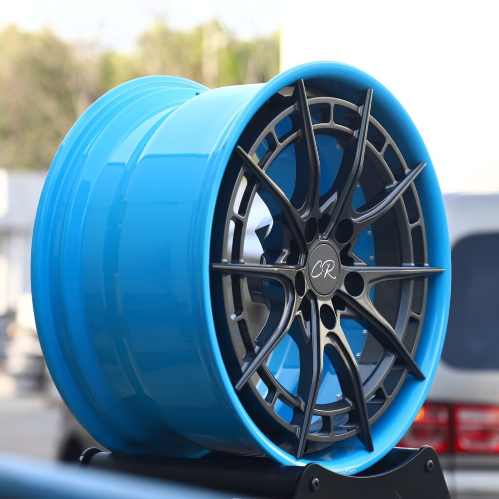 CR Blue / Gloss Black 2-Piece Double Ring Lip Forged Wheels - Audi A6 / BMW 5 Series Fitment (5-Lug) view 4